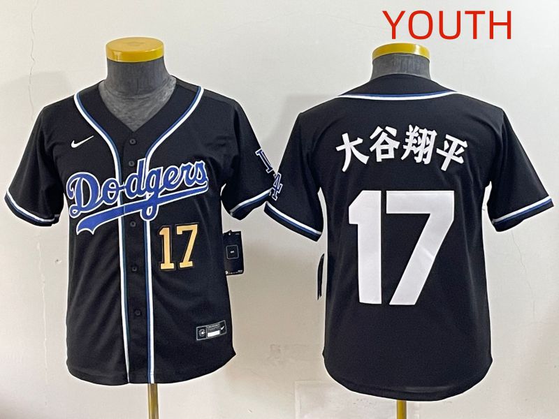 Youth 2025 Los Angeles Dodgers #17 Ohtani Black Three generations Fashion Nike MLB Jersey style 17->youth mlb jersey->Youth Jersey